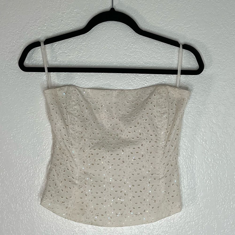Vintage Oscar De La Renta off white cotton eyelet embellished darling co…